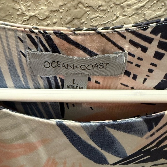 Ocean + Coast Womens Petal Pink Blue Tropical Print Tank Dress Size Large - Picture 3 of 3